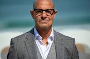 US actor Stanley Tucci poses during a photocall of the film "La Fortuna" during the 69th San Sebastian Film Festival in the northern Spanish Basque city of San Sebastian on September 24, 2021.  