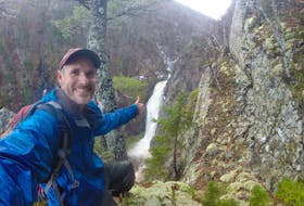 Benoit Lalonde, seen here in front of the French River Falls in Nova Scotia, is the author of Waterfalls of Cape Breton Island: A Guide. 