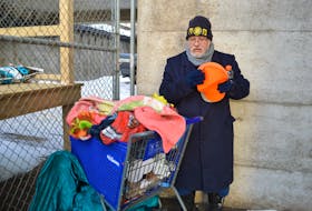 In this file photo from January 2020, Ken Paul, originally of Eskasoni, stands with all his belongings in a shopping cart in Sydney. Paul was experiencing homelessness and the shopping cart was the only thing he had to keep his worldly possessions in. CAPE BRETON POST/FILE PHOTO 