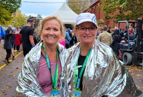Maureen Panting, left, and Beverley Gordon both completed the half-marathon event at the P.E.I. Marathon on Saturday, Oct. 17 in Charlottetown.