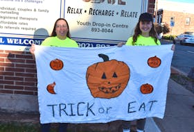 Slate Youth Centre director Crystal Crossan-Zak and Trick-or-Eat coordinator Ellie Deal are excited to bring back the event this year, collecting non-perishable food donations for the Colchester Food Bank and Souls Harbour Rescue Mission Truro. 