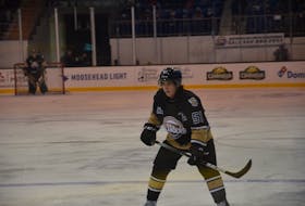 Charlottetown Islanders defenceman Lukas Cormier scored twice in a 4-3 loss to the Acadie-Bathurst Titan in a Quebec Major Junior Hockey League game on Oct. 17 in Bathurst, N.B.