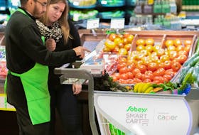 Sobeys rolled out its intelligent shopping cart, the Sobeys Smart Cart, in 2019 at the Glen Abbey Sobeys in Oakville, Ont. (CNW Group/Sobeys Inc.)