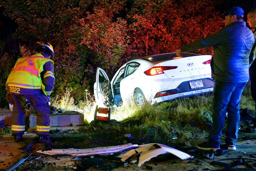 One person was sent to hospital following a two-vehicle crash in St. John's Tuesday night.