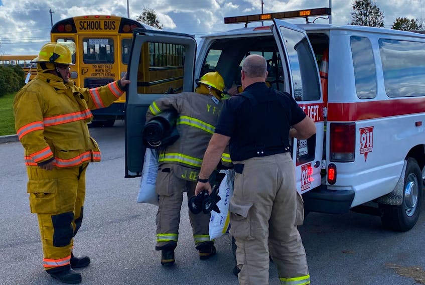 Yarmouth firefighters responded to a call at the Yarmouth High School about 1 p.m. on Oct. 19.
CARLA ALLEN • TRI-COUNTY VANGUARD