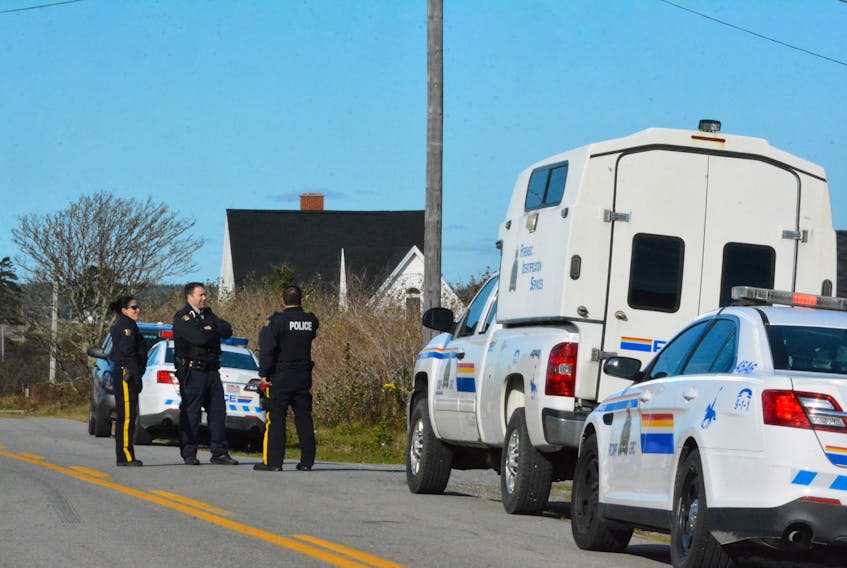 The RCMP on the scene on the Pembroke Road in Yarmouth County on Nov. 4, 2017, while investigating a shooting at a residence. TINA COMEAU • TRICOUNTY VANGUARD