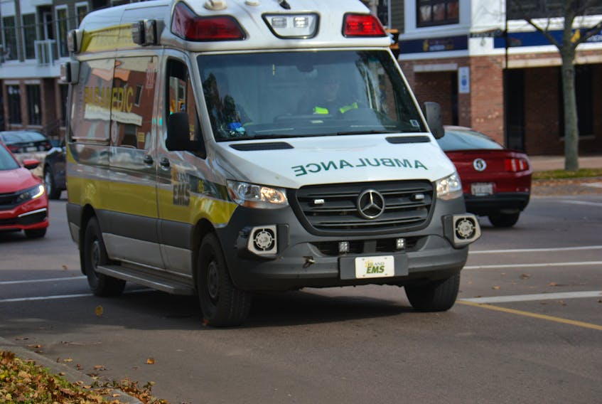 An ambulance operated by Island EMS.