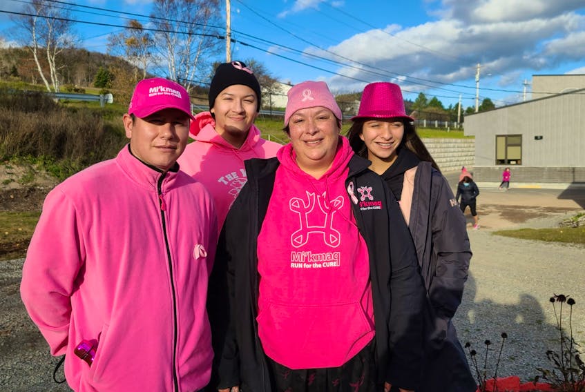 Sherise Paul-Gould surrounded by her family, from left, husband Eldon Gould, son Keane Paul, and daughter Elle Taylor at last year's Mi'kmaq Run for the Cure. Paul-Gould lost her nine-year battle with cancer in June. CONTRIBUTED