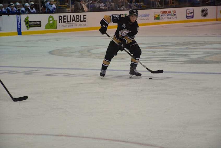 Defenceman Lukas Cormier scored two goals for the Charlottetown Islanders in a 7-1 win over the Rouyn-Noranda Huskies in the Quebec Major Junior Hockey League at Eastlink Centre on Oct. 23. 