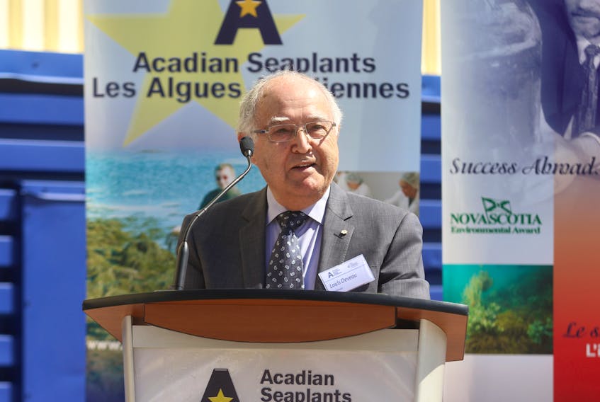 Acadian Seaplants founder Louis Deveau during the 2014 opening of the company's 115,000-square-foot production facility in Cornwallis, N.S. - Gordon Delaney