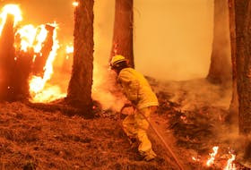 A firefighter works the Dixie Fire near Taylorsville, Cali., U.S., Aug. 10. REUTERS 