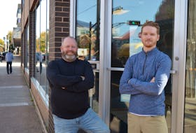Charlottetown businessman Mike Ross, left, and Brett Hogan will be opening a new Italian restaurant at the corner of Great George and Kent streets sometime this winter. They also co-own Hopyard in Charlottetown and Halifax and Sugar Skull Cantina in Charlottetown.

