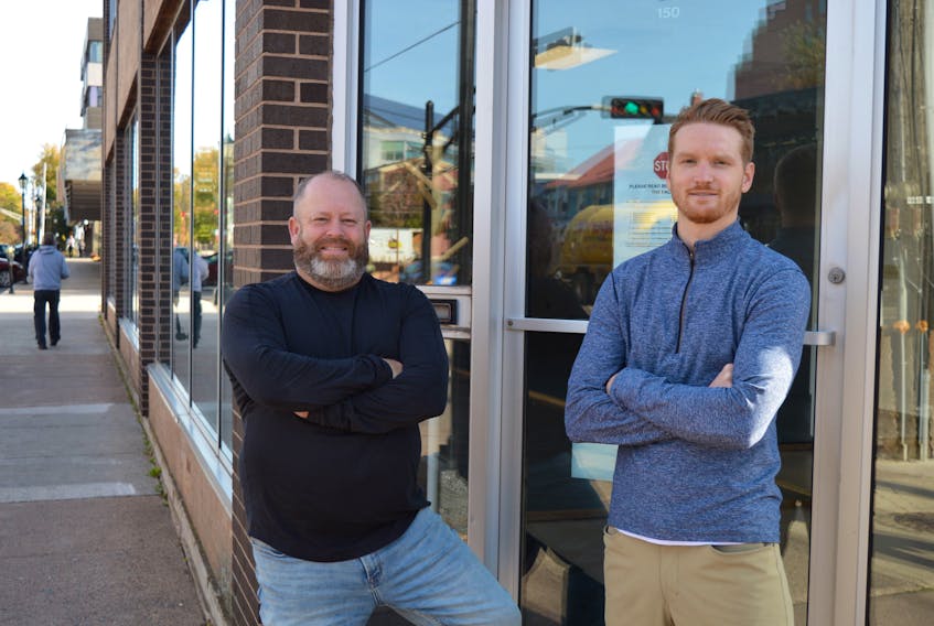Charlottetown businessman Mike Ross, left, and Brett Hogan will be opening a new Italian restaurant at the corner of Great George and Kent streets sometime this winter. They also co-own Hopyard in Charlottetown and Halifax and Sugar Skull Cantina in Charlottetown.


