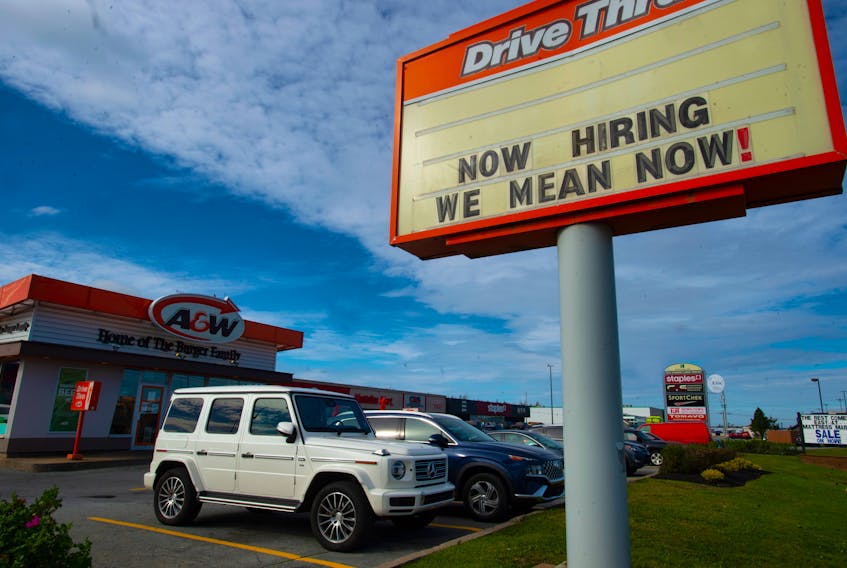 Help wanted signs are just about everywhere across Atlantic Canada, including the A&W in Halifax's Bayers Lake in this photo taken on Friday, Oct. 29, 2021.
Ryan Taplin - The Chronicle Herald