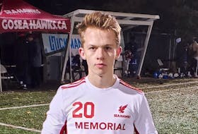 Memorial's Cabhan O'Keefe was the Sea-Hawks' Subway player of the game after scoring the game-tying goal in injury time in a 3-3 draw with Moncton Friday night at King George V Park in St. John's. The result means the Sea-Hawks continue to be in control of their own playoff destiny as they finish off their AUS regular-season schedule this evening against Moncton at KGV. — Twitter/Memorial Athletics