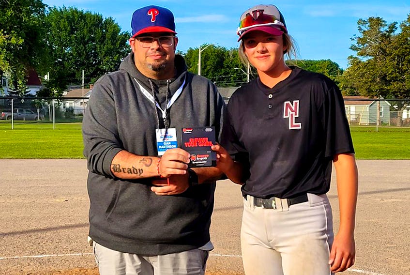 Jaida Lee was both the top batter and top pitcher at the 2021 Atlantic girls' under-16 baseball championship in Summerside, P.E.I., in August. He Newfoundland and Labrador team won the event. — Twitter/@NLGirlsBaseball