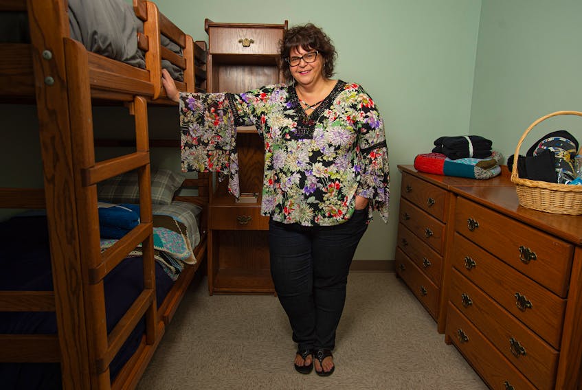 Michelle Porter, CEO of Souls Harbour Rescue Mission, inside one of the rooms at a new 10-bed recovery shelter on Tuesday, Oct. 5, 2021.