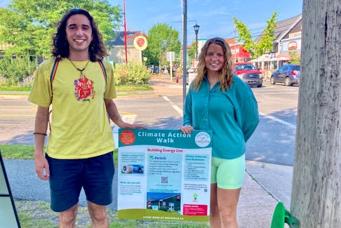 Climate interns Lia Lancaster and Max Abu-Laban are Acadia University students who spent the summer engaging with residents and hosted 10 public Climate Outreach events.