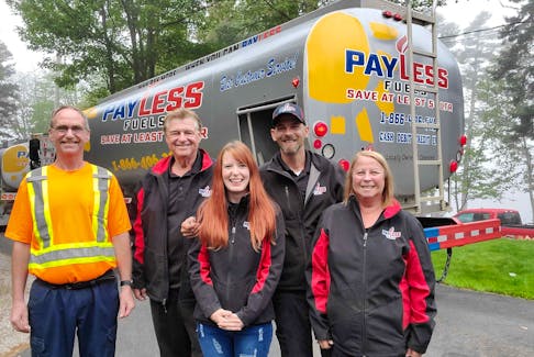 The PayLess Fuels team is comprised of James “Stewie” Walters (from left), Kim Publicover, Pamela Lascelles, Andrew Publicover and Judy Publicover.- Photo Contributed.