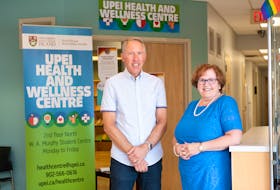 Dr. David Reid and Marilyn Barrett, director of the UPEI Health and Wellness Centre.