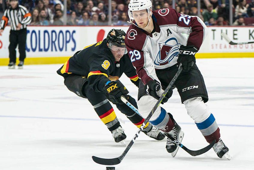 J.T. Miller and the Canucks won't be tasked with chasing the explosive Nathan MacKinnon when they face Colorado Thursday night in Denver. The dynamic forward is out several weeks with a lower-body injury.