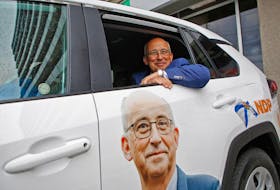 N.S. NDP leader, Gary Burrill, smiles from the backseat of his campaign vehicle, after casting his early ballot at a returning centre in Halifax Wednesday July 28, 2021.

TIM KROCHAK PHOTO
