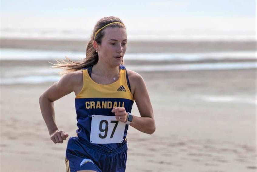 Mary MacLean competing earlier this season at Mavillette Beach Provincial Park. The runner, from Valley, Colchester County, qualified for the Canadian College Athletic Association cross-country nationals this Saturday in Calgary.