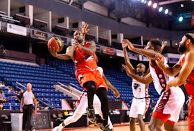 In this file photo from 2020, Fraser Valley Bandits guard and former St. John's Edge player Junior Cadougan drives to the basket in a Canadian Elite Basketball League game against the Ottawa BlackJacks. The game was part of the CEBL Summer Series, held at the Meridian Centre in St. Catharines, Ont., with no spectators admitted because of the COVID-19 pandemic. Deacon Sports and Entertainment primary owner Dean MacDonald has said his organization is preparing to announce it will operate a basketball team in St. John's as part of a circuit other than the National Basketball League of Canada. The CEBL, which operates in the off-season, seems like a likely fit. — Contributed/CEBL