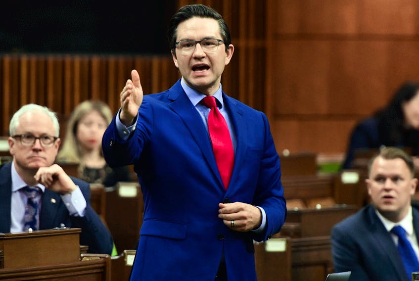  Conservative MP Pierre Poilievre speaks during question period in the House of Commons on June 11, 2021.