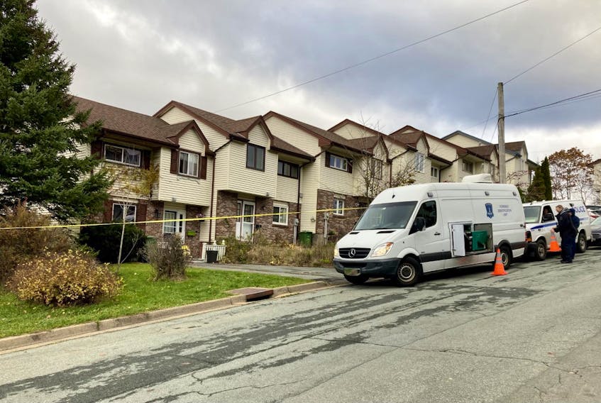 Alexander Joseph Frederick Thomas, 35, of East Preston has been identified as the victim of a homicide at a townhouse on Braeside Court in Dartmouth early Saturday. Investigators remained at the scene Sunday.