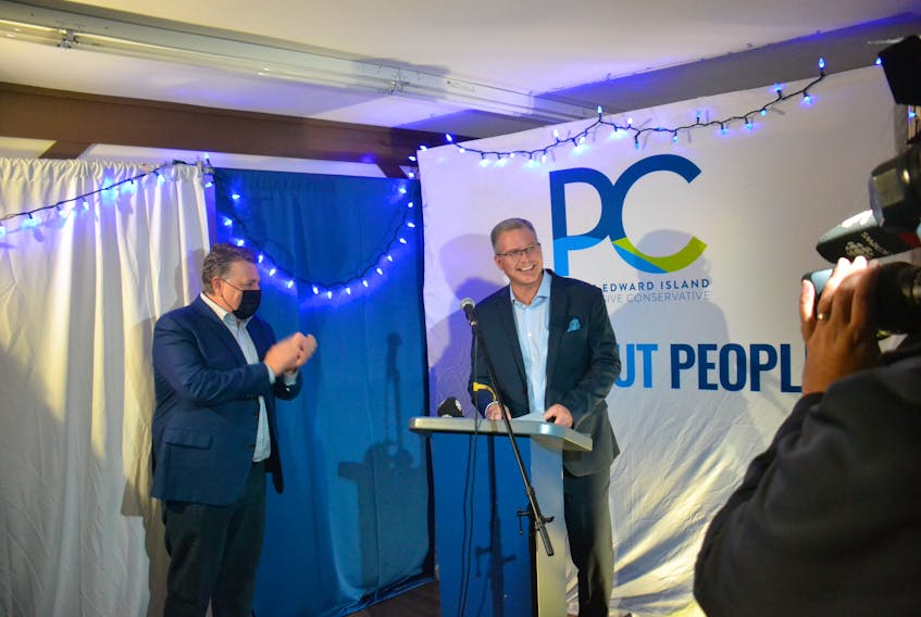 Mark McLane smiles at Progressive Conservative supporters moments after winning the Cornwall-Meadowbank byelection. The district has been a Liberal stronghold since the mid 1980's.