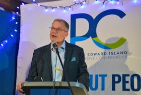 Mark McLane delivers a speech to Progressive Conservative supporters moments after winning the Cornwall-Meadowbank byelection on Nov. 15, 2021. The district has been a Liberal stronghold since the mid 1980s. - Stu Neatby