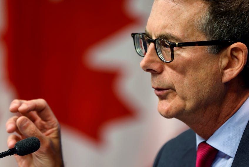 Bank of Canada Governor Tiff Macklem said on Monday the BoC will not raise its benchmark interest rate until the slack in the country's economy is absorbed.
REUTERS/Blair Gable/File Photo
