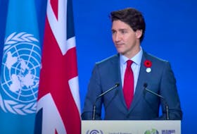 Canadian Prime Minister Justin Trudeau addresses the UN climate conference, COP26, in Glasgow, Scotland, Nov. 1. Screenshot
