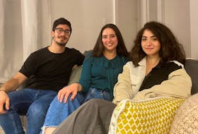 Simon Achkar, left, Nancy Hoyeck, centre, and Lama Farhat are hoping to connect Lebanese newcomers together and with the larger community in Halifax. The group is also engaging the diaspora to vote in the upcoming Lebanese parliamentary elections. They are pictured on Nov. 12, 2021.