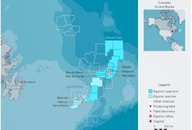 Location of the Bay du Nord offshore oilfield off the east coast of Newfoundland. Equinor Canada graphic