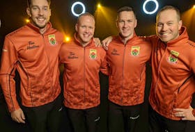 It might be seen as a good omen that when Brad Gushue and his teammates take to the ice at the Candian Olympic Curling Trials today in Saskatoon, they will be dressed in an orange similar to that worn by Gushue and third Mark Nichols when they won the 2005 Trials in Halifax. From left are Brett Gallant, Nichols, Gushue and Geoff Walker. — Team Gushue/Facebook