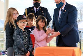 Nova Scotia Lt.-Gov Arthur J. LeBlanc presented the Lieutenant-Governor's Community Spirit Award to children from surrounding communities in the The Cliffs of Fundy UNESCO Global Geopark  as part of a special ceremony on Saturday, Nov. 13 in Parrsboro. 