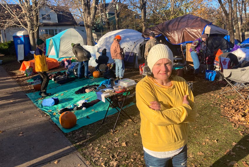 Alison McFadden has been homeless for four months and living at Meagher Park homeless encampment in Halifax for more than a week.