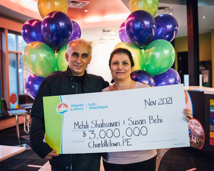 Mehdi Shahsavari, left, and Susan Behi of Charlottetown, P.E.I.
have won the largest Scratch’N Win prize in Atlantic Canadian history after winning $3 million on a Triple Million ticket.