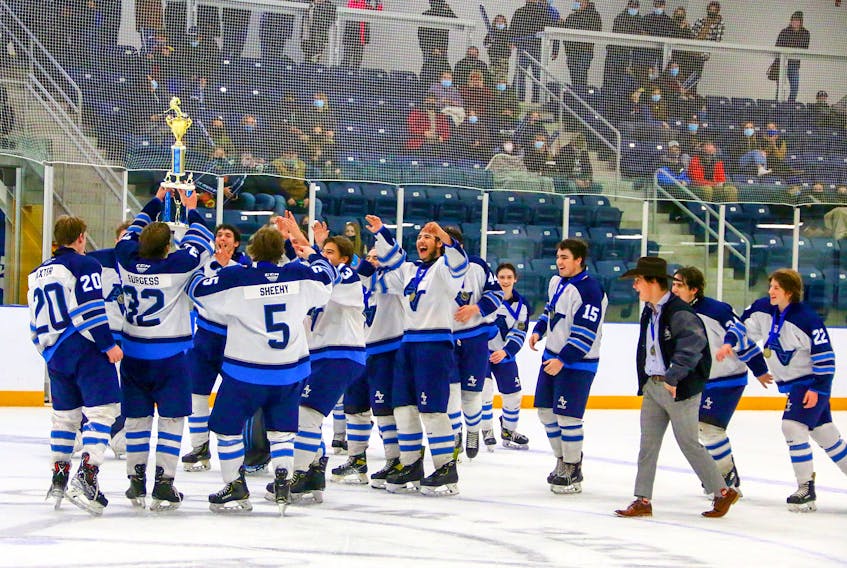 The Avon View Avalanche celebrate after winning the Birthplace of Hockey High School Tournament recently in Windsor. The Avalanche defeated the Millwood Knights 2-1 in the championship game. See Page 10 more information.
JIM IVEY
