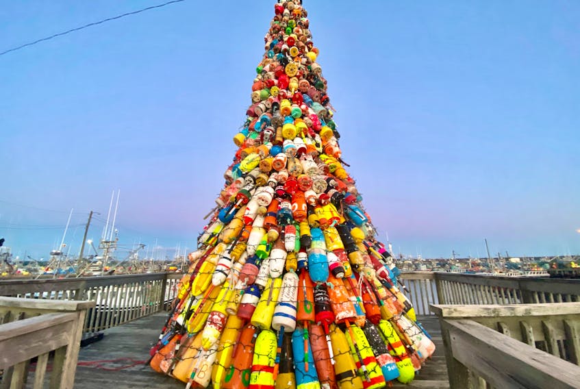 The buoy tree as it looked last year at the Dennis Point Wharf in Lower West Pubnico. TINA COMEAU • TRICOUNTY VANGUARD