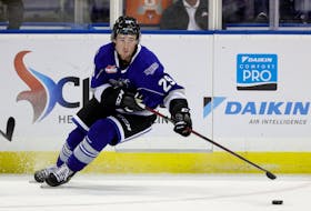 Falmouth’s Bailey Peach is playing for his third junior team in the past year. He started 2020-21 with the Sherbrooke Phoenix, who traded him to the Charlottetown Islanders for the second half of the season. Peach is now with the Victoria Royals of the Western Hockey League.
Victoria Royals
