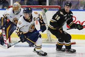 Shawinigan Cataractes captain Mavrik Bourque, left, in a game against the Cape Breton Eagles. When Bourque is in the lineup, his Quebec Major Junior Hockey club has a 7-1 record. Contributed