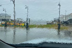 At mid-afternoon on Tuesday, Nov. 23, the rain was coming down in sheets in Port aux Basques as a storm with predicted rainfall amounts of up to 200 millimetres moved into the region.