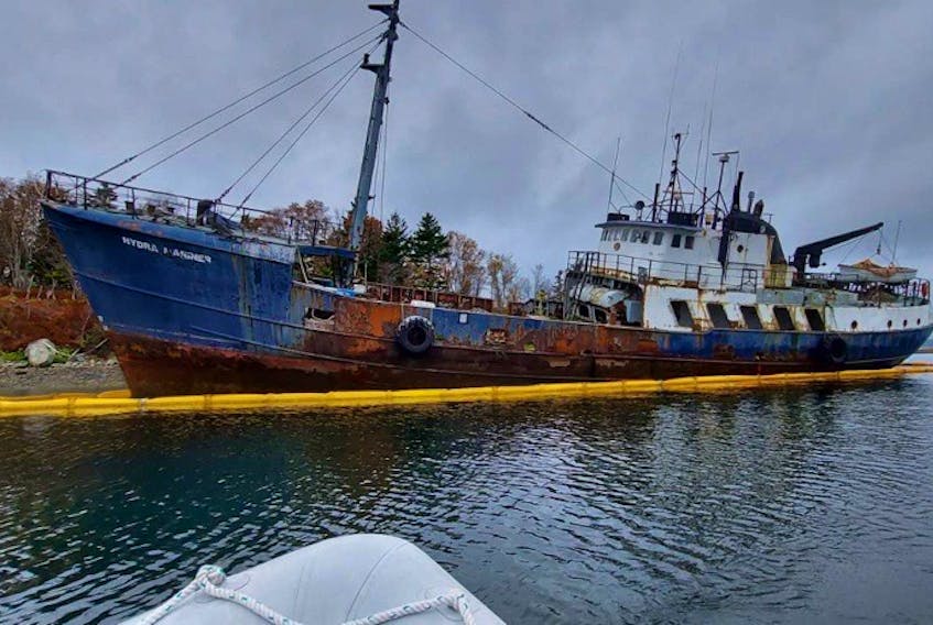Sailors fear a derelict ship that broke free in Halifax Harbour 10 months ago and fetched up on Navy Island in Bedford Basin could get loose again in winter windstorms. The 38-metre-long Hydra Mariner was moored for years in Wright’s Cove before it went adrift last January.