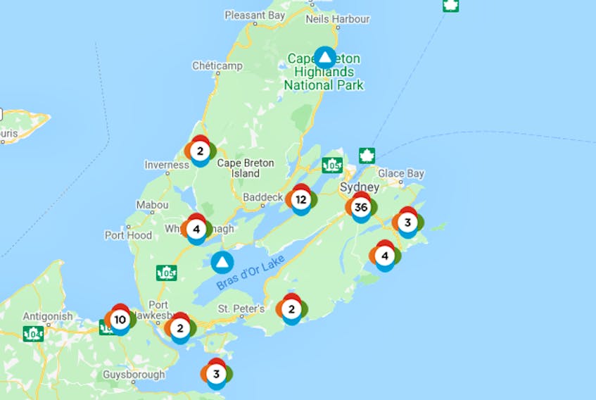 The Nova Scotia Power outage map as of 7:20 a.m. on Wednesday, Nov. 24, 2021.