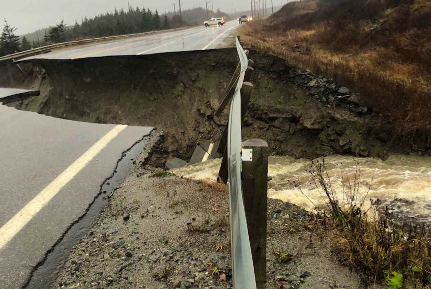 Channel-Port aux Basques RCMP is reporting road closures as the Grand Bay Bridge and the Port aux Basques weight scales due to washouts and heavy flooding. — Channel-Port aux Basques RCMP photo