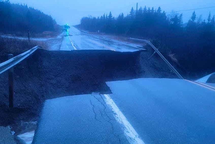 A road washout near North Branch has closed a section of the Trans-Canada Highway.