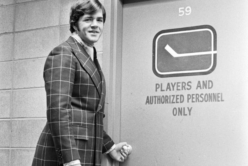 Vancouver Canucks' best dressed hockey player Dale Tallon for fashion section. November 20, 1970.